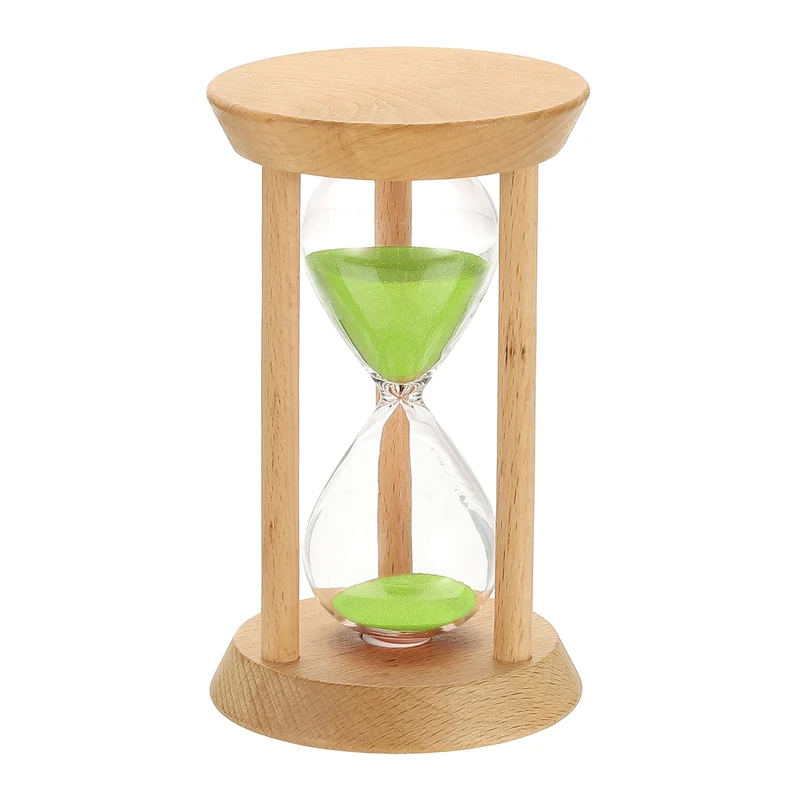 1Pcs 30 Minutes Sand Timer, Wooden Sand Watch for Home, Green