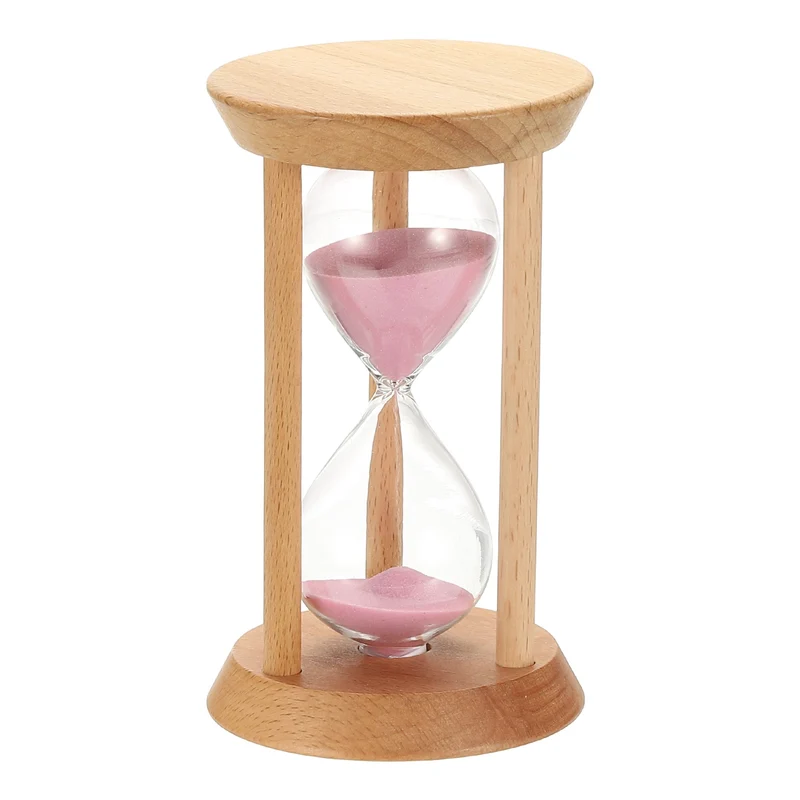1Pcs 30 Minutes Sand Timer, Wooden Sand Watch for Home, Pink