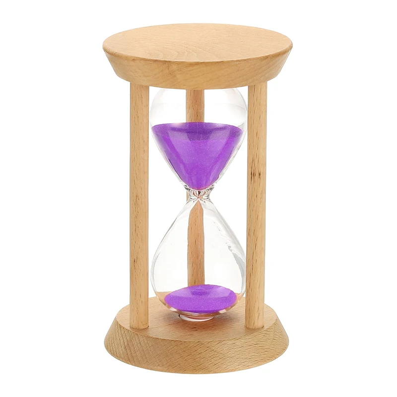 1Pcs 30 Minutes Sand Timer, Wooden Sand Watch for Home, Purple