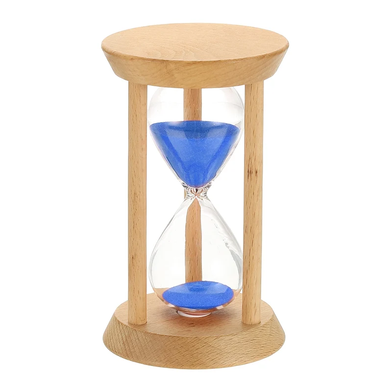 1Pcs 30 Minutes Sand Timer, Wooden Sand Watch for Home, Blue
