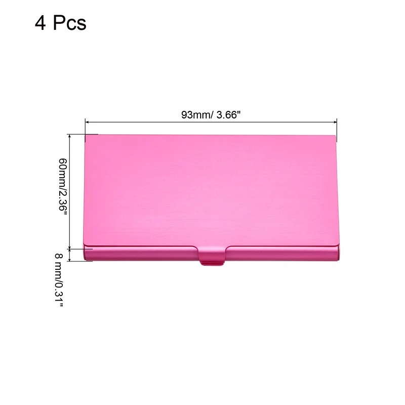 4Pcs Professional Pocket Metal Business Card Case Holder Slim Wallet Pink