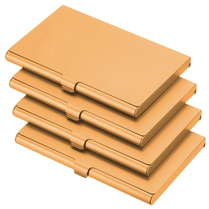 4Pcs Professional Pocket Metal Business Card Case Holder Slim Wallet Orange