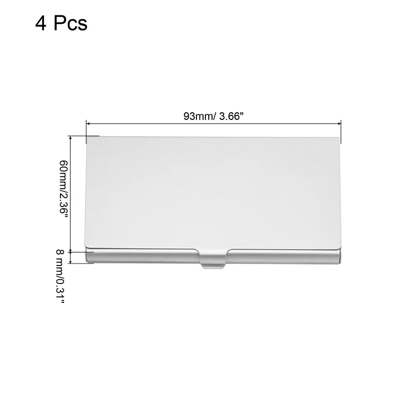 4Pcs Professional Pocket Metal Business Card Case Holder Slim Wallet Silver