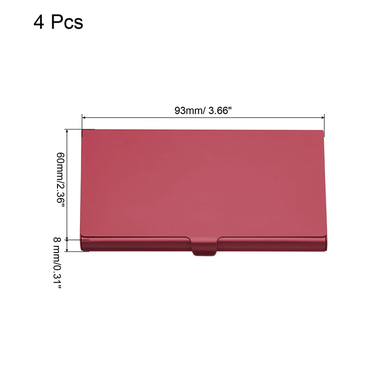 4Pcs Professional Pocket Metal Business Card Case Holder Slim Wallet Red