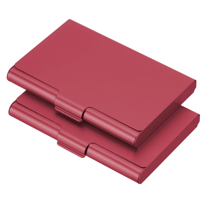 2Pcs Professional Pocket Metal Business Card Case Holder Slim Wallet Red
