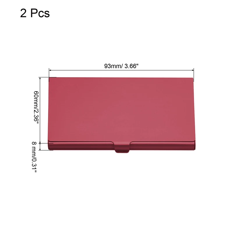 2Pcs Professional Pocket Metal Business Card Case Holder Slim Wallet Red