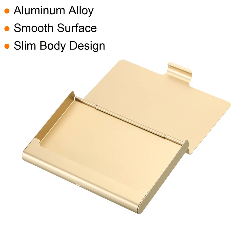 2Pcs Professional Pocket Metal Business Card Case Holder Wallet Gold, Blue
