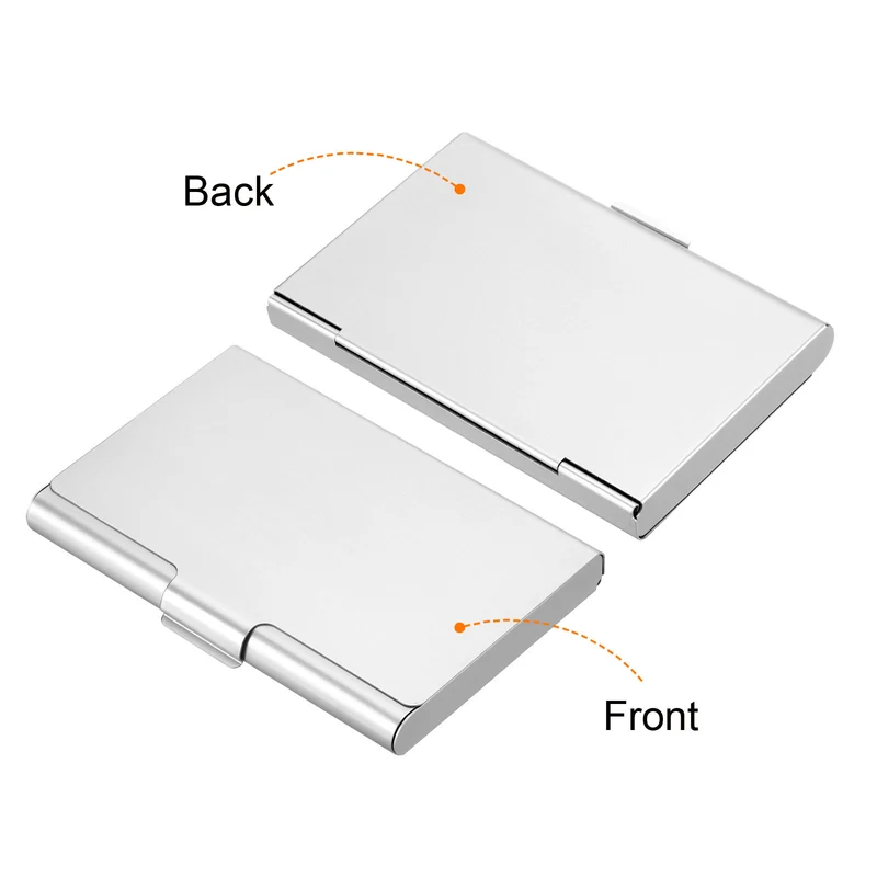 2Pcs Professional Pocket Metal Business Card Case Holder Wallet Black, Silver