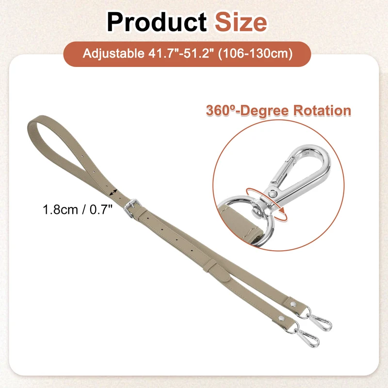 0.7" Genuine Leather Purse Strap for Bag (Apricot, Silver Buckle)