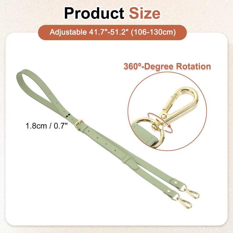 0.7" Genuine Leather Purse Strap for Bag (Lake Green, Gold Buckle)