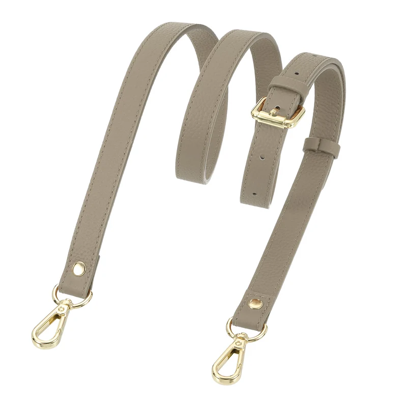 0.7" Genuine Leather Purse Strap for Bag (Apricot, Gold Buckle)