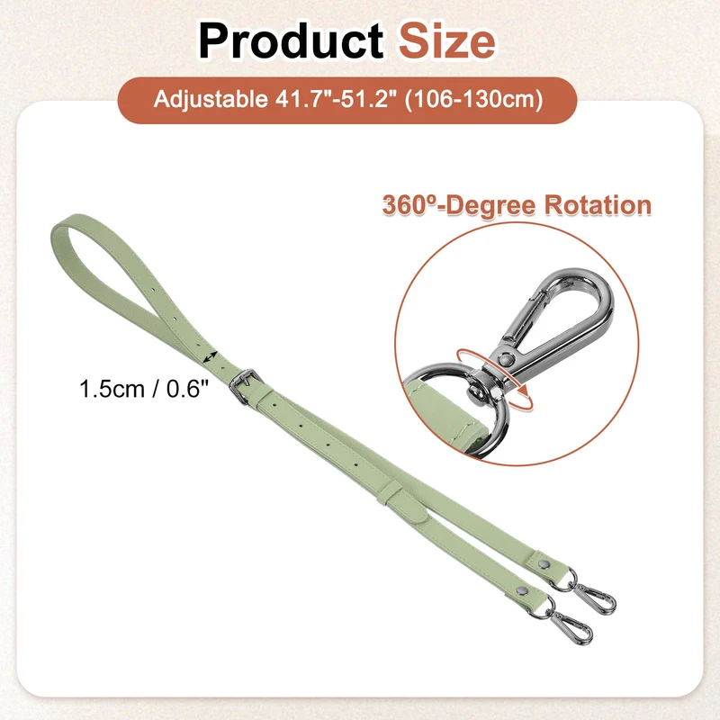 0.6" Genuine Leather Purse Strap for Bag (Lake Green, Black Buckle)