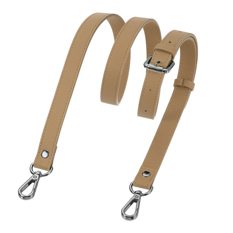 0.6" Genuine Leather Purse Strap for Bag (Cool Brown, Black Buckle)