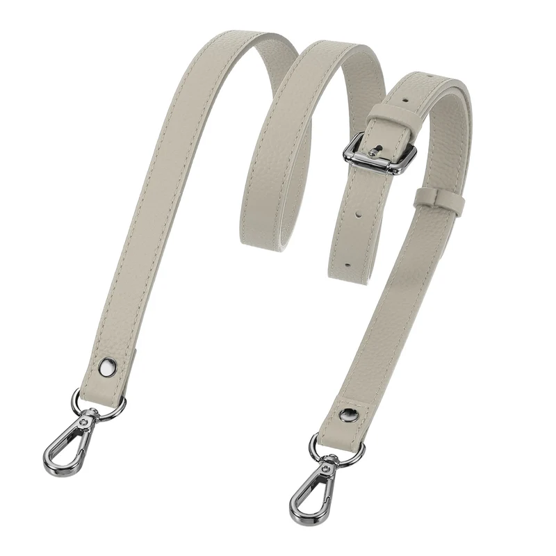 0.6" Genuine Leather Purse Strap for Bag (Grey, Black Buckle)