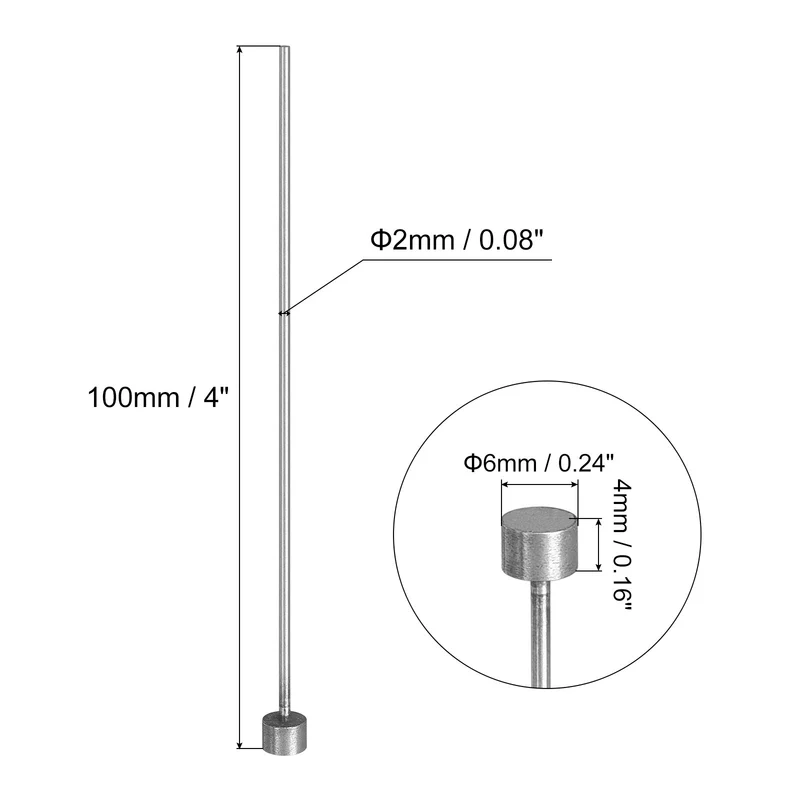 5Pcs Straight Ejector Pins, 2mm (5/64") Dia. 65Mn Steel Round Tip Punch 100mm (4") Long for Mechanical Maintenance