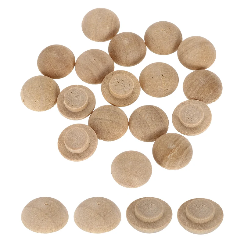 40Pcs Wood Button Plugs, 8mm/0.31" Beech Hardwood Screw Hole Plug for Furniture