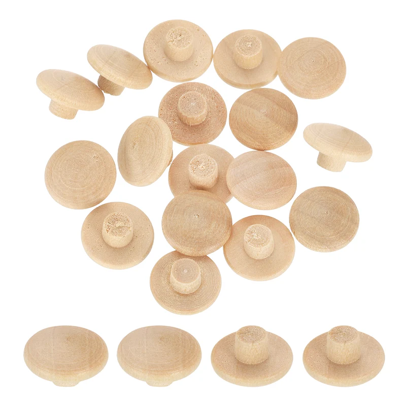 40Pcs Wood Button Plugs, 5mm/0.2" Beech Hardwood Screw Hole Plug for Furniture