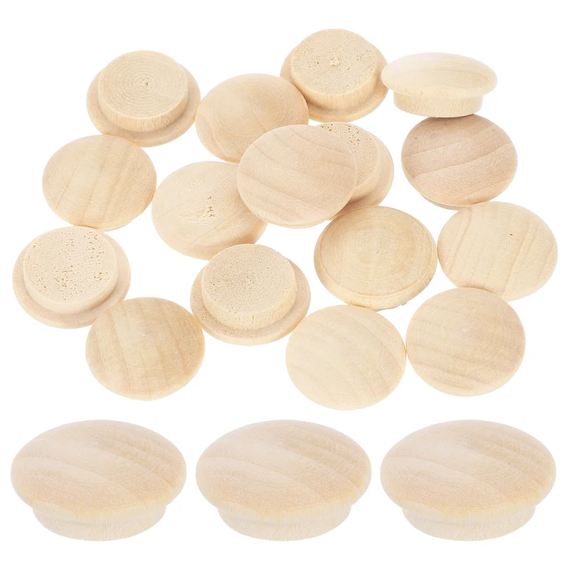 120Pcs Wood Button Plugs, 15mm / 0.59" Hardwood Screw Hole Plug for Furniture