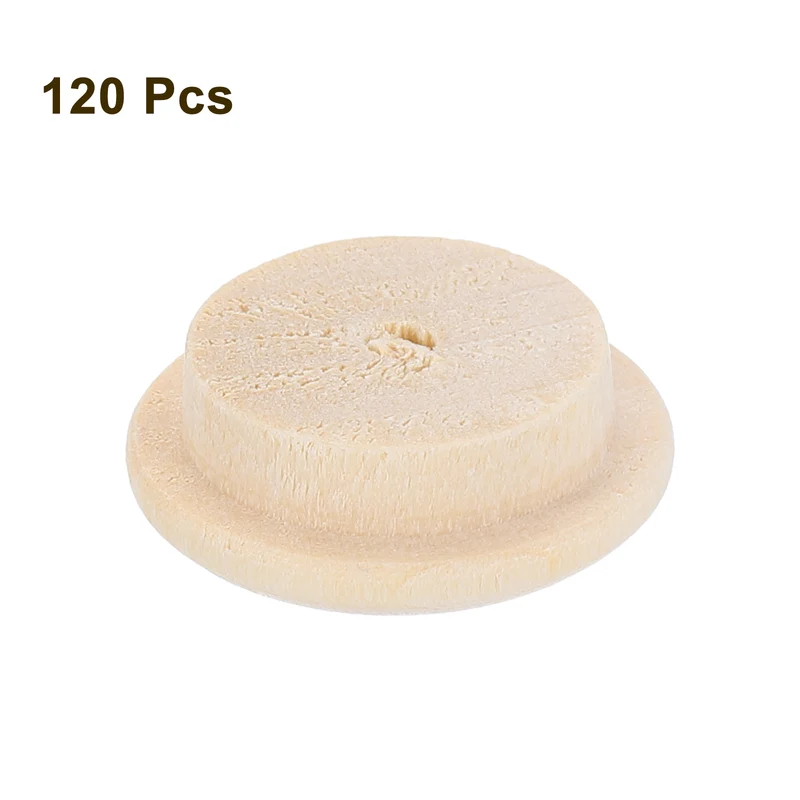 120Pcs Wood Button Plugs, 15mm / 0.59" Hardwood Screw Hole Plug for Furniture