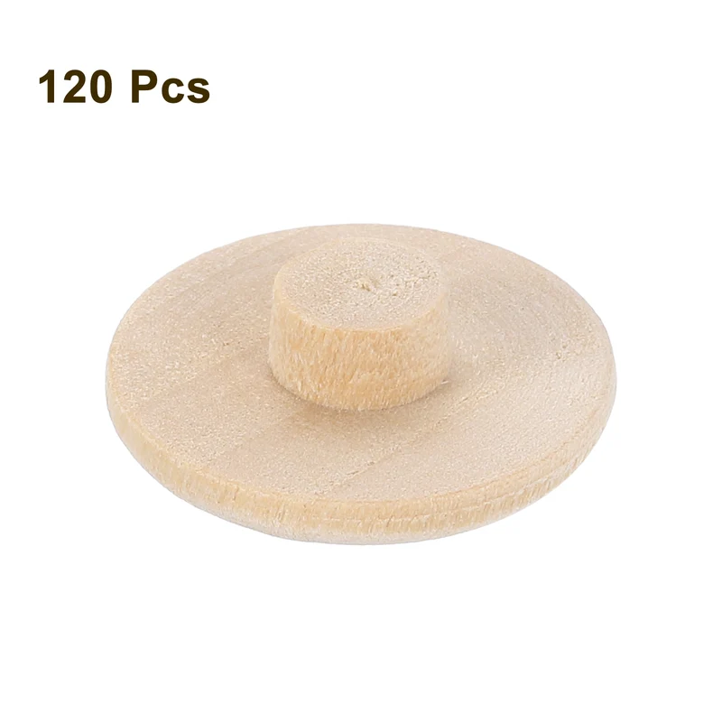 120Pcs Wood Button Plugs, 7mm / 0.28" Hardwood Screw Hole Plug for Furniture