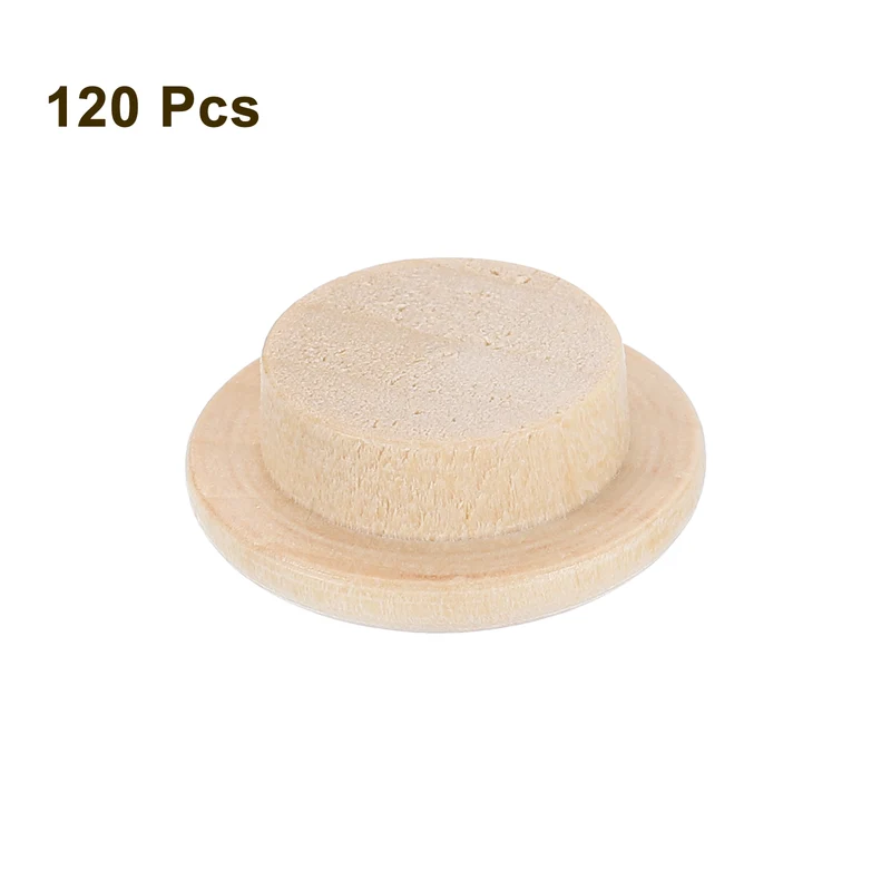 120Pcs Wood Button Plugs, 12mm / 0.47" Hardwood Screw Hole Plug for Furniture
