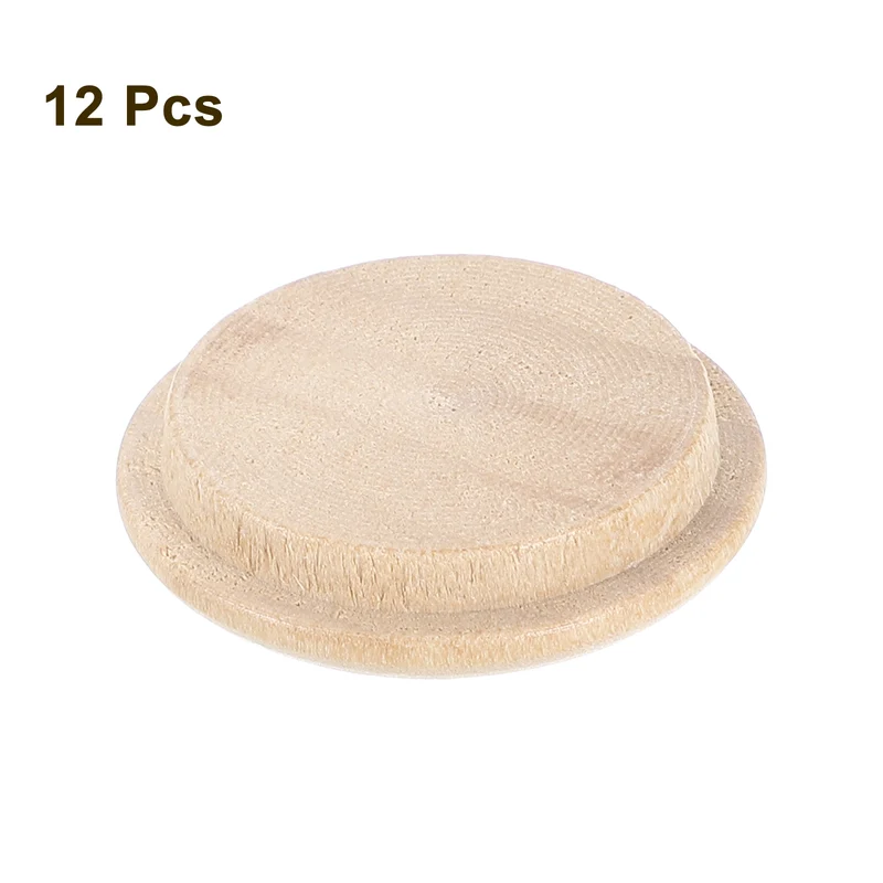 12Pcs Wood Button Plugs 25mm/0.98" Hardwood Screw Hole Plug for Furniture