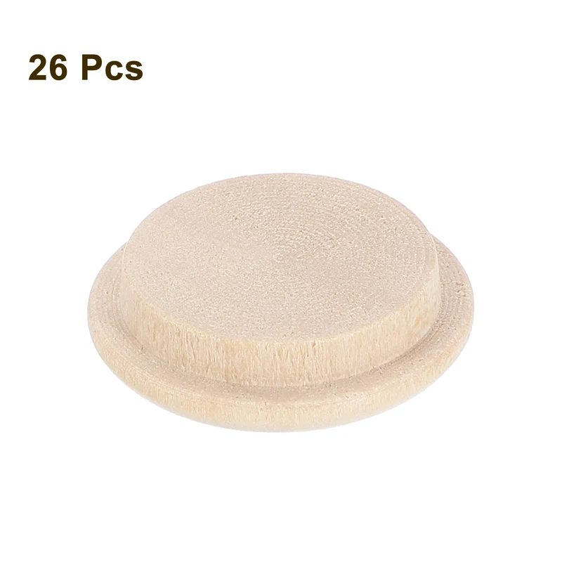26Pcs Wood Button Plugs, 20mm/0.79" Hardwood Screw Hole Plug for Furniture