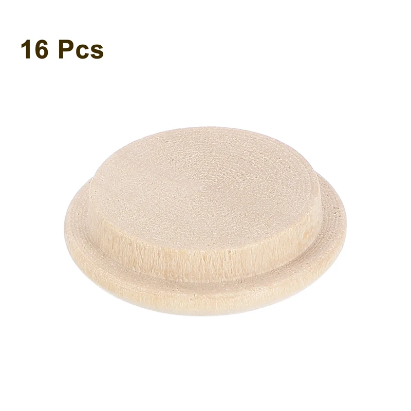 16Pcs Wood Button Plugs 20mm/0.79" Hardwood Screw Hole Plug for Furniture