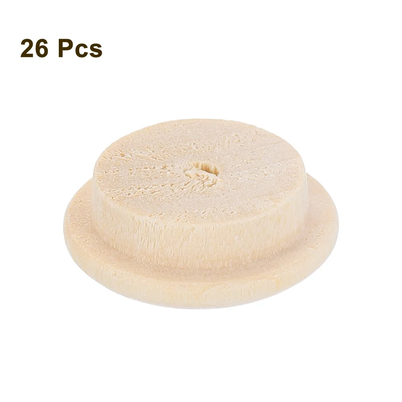 26Pcs Wood Button Plugs 15mm/0.59" Hardwood Screw Hole Plug for Furniture