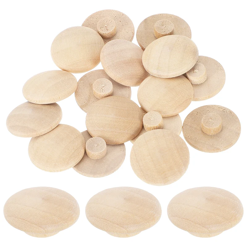 26Pcs Wood Button Plugs, 7mm/0.28" Hardwood Screw Hole Plug for Furniture
