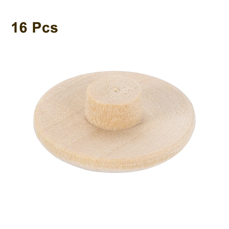 16Pcs Wood Button Plugs, 7mm/0.28" Hardwood Screw Hole Plug for Furniture