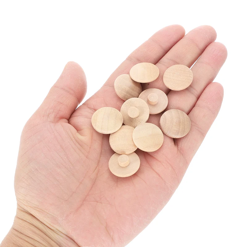 16Pcs Wood Button Plugs, 7mm/0.28" Hardwood Screw Hole Plug for Furniture