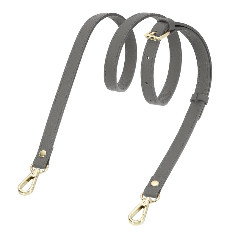 0.6" Genuine Leather Purse Strap for Bag (Dark Gray, Gold Buckle)