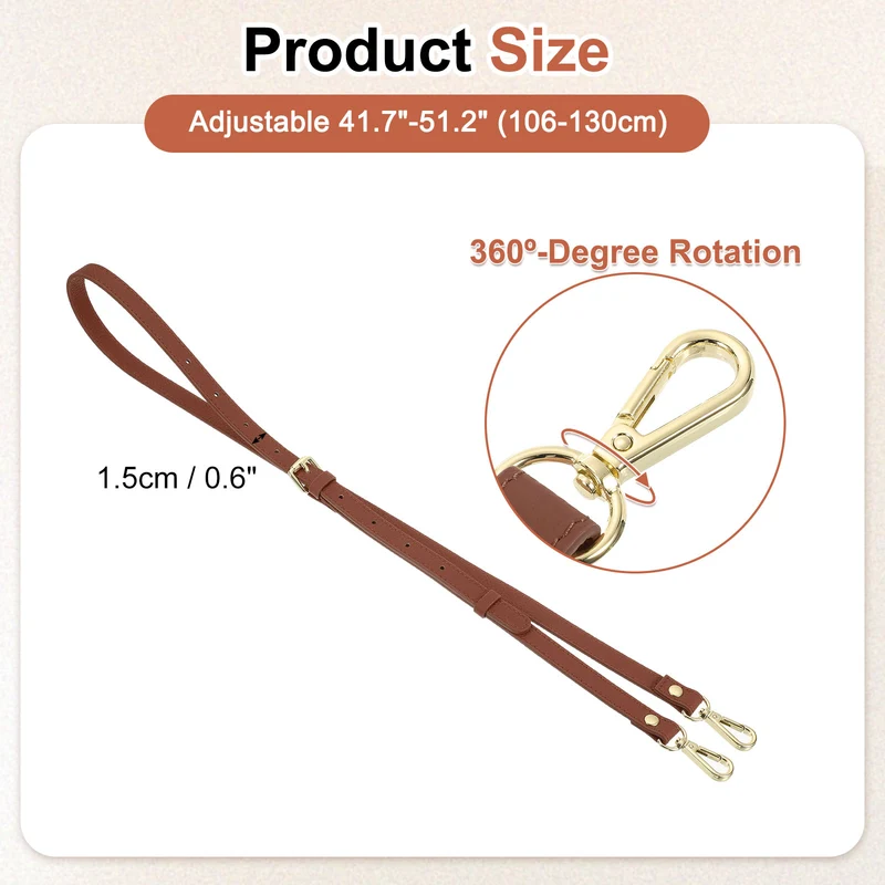 0.6" Genuine Leather Purse Strap for Bag (Caramel, Gold Buckle)