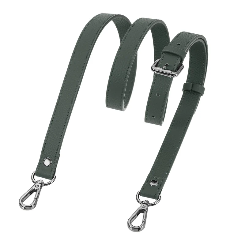 0.7" Genuine Leather Purse Strap for Bag (Almond Green, Black Buckle)