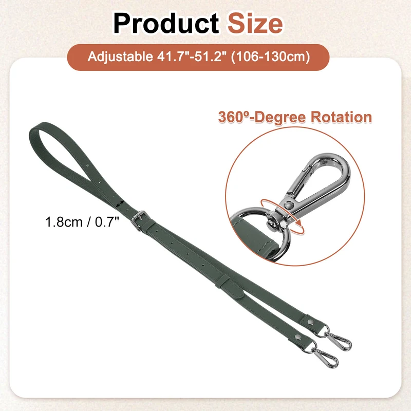 0.7" Genuine Leather Purse Strap for Bag (Almond Green, Black Buckle)