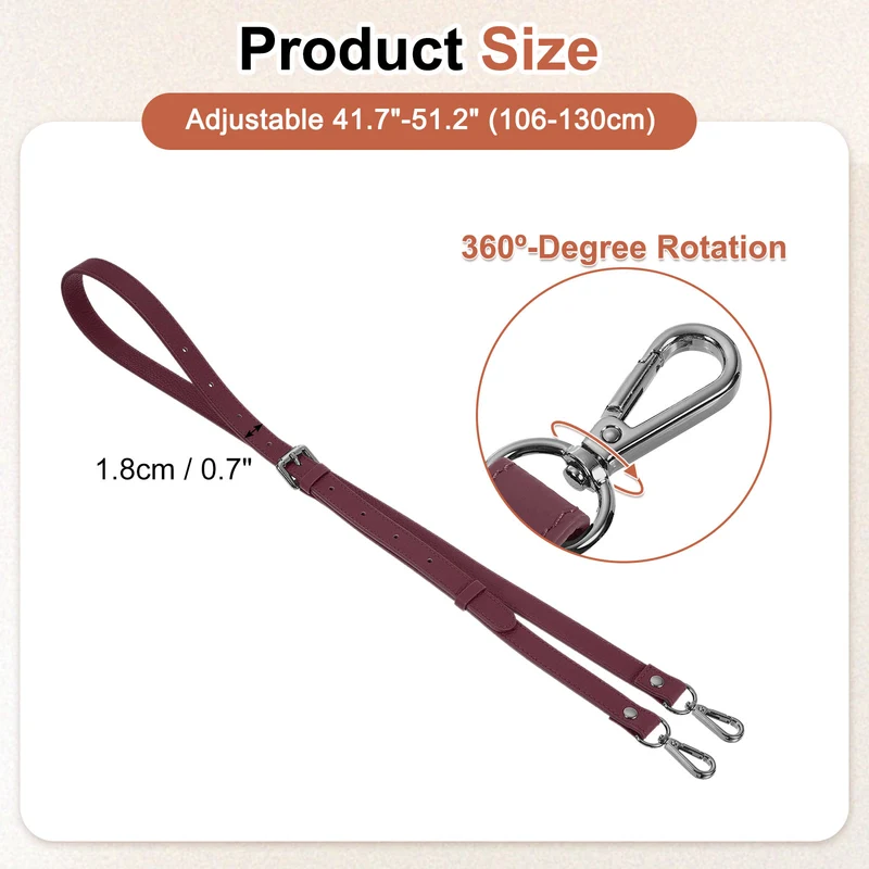 0.7" Genuine Leather Purse Strap for Bag (Burgundy, Black Buckle)