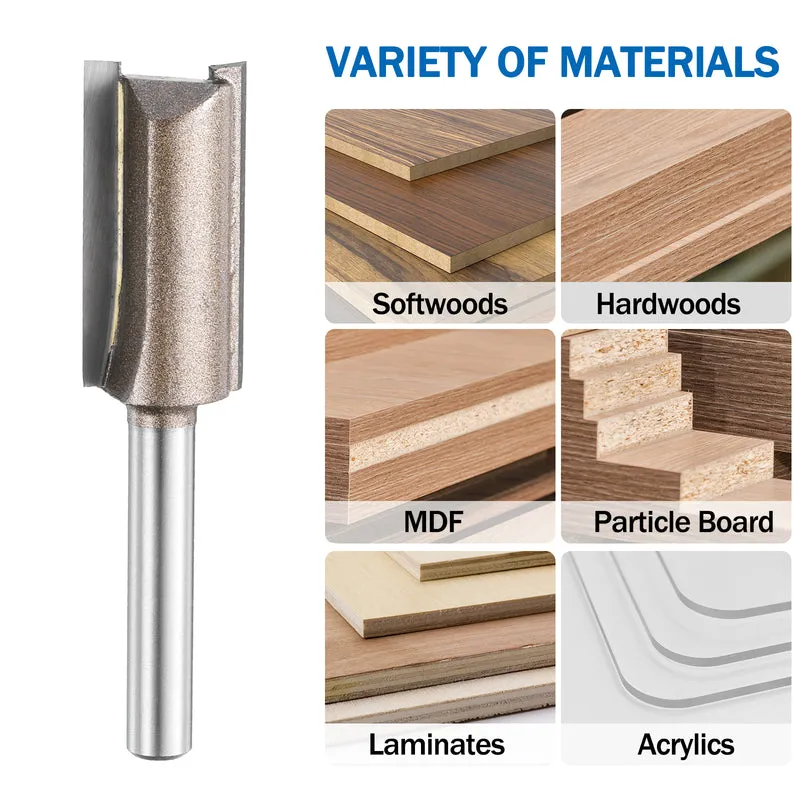 Straight Router Bit 1/4 Shank 19/32" Cutting Dia 2 Flutes 1.18" YG6 Carbide