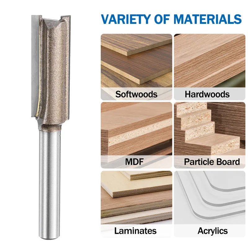 Straight Router Bit 1/4 Shank 7/16" Cutting Dia 2 Flutes 1.18" YG6 Carbide