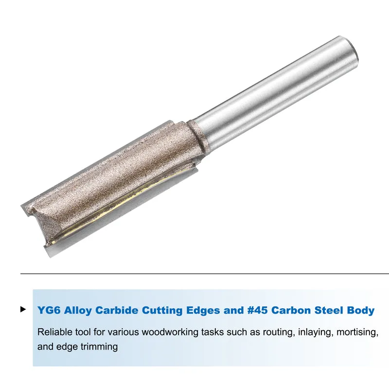 Straight Router Bit 1/4 Shank 25/64" Cutting Dia 2 Flutes 1.18" YG6 Carbide