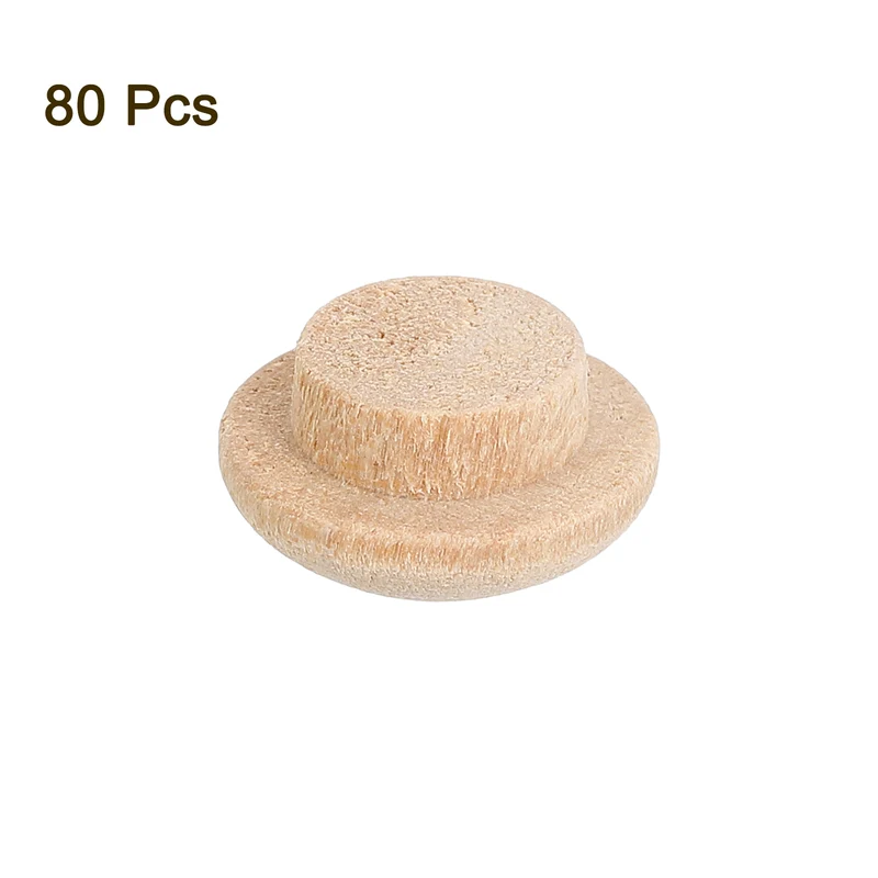 80Pcs Wood Button Plugs, 10mm/0.39" Hardwood Screws Hole Plug for Furniture