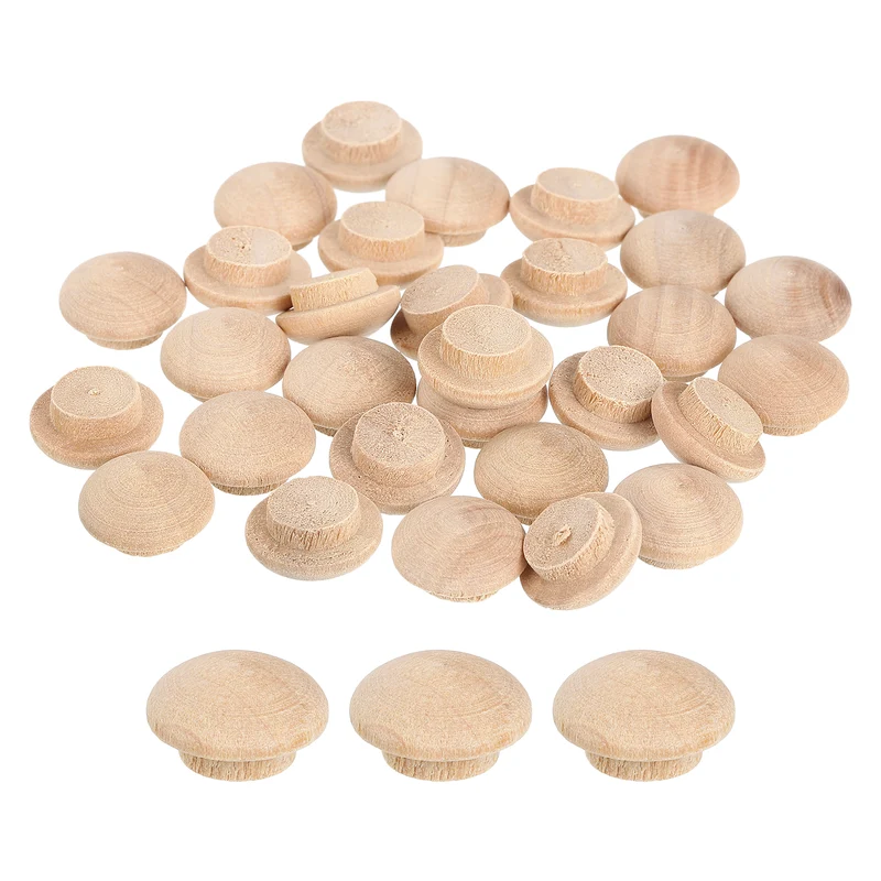 60Pcs Wood Button Plugs, 10mm/0.39" Hardwood Screws Hole Plug for Furniture