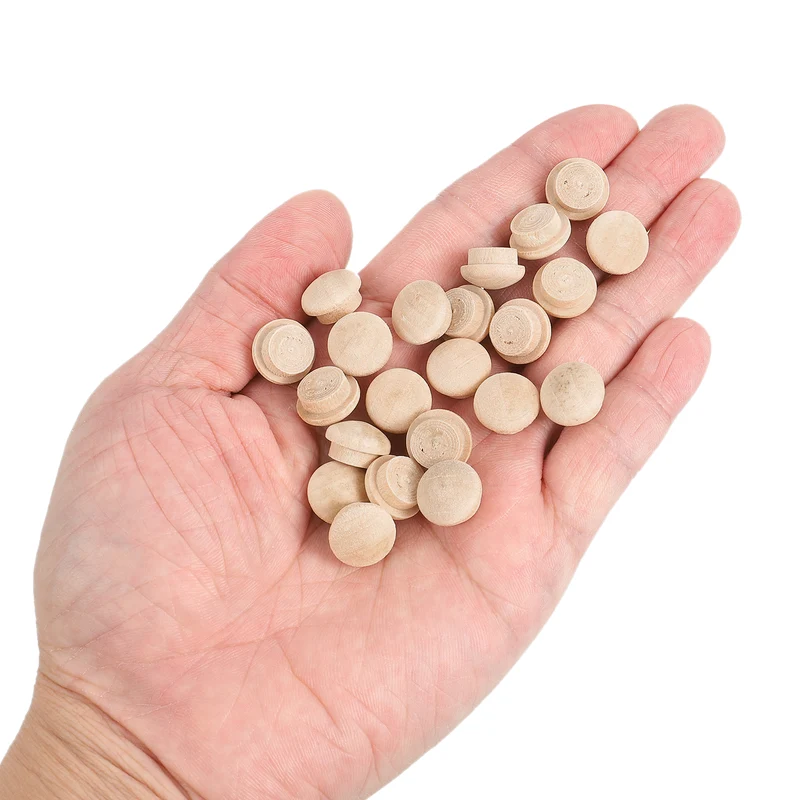 80Pcs Wood Button Plugs, 10mm/0.39" Hardwood Screw Hole Plug for Furniture