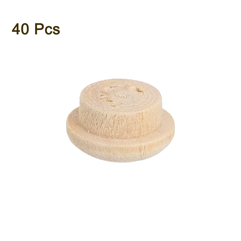 40Pcs Wood Button Plugs, 10mm/0.39" Hardwood Screw Hole Plug for Furniture
