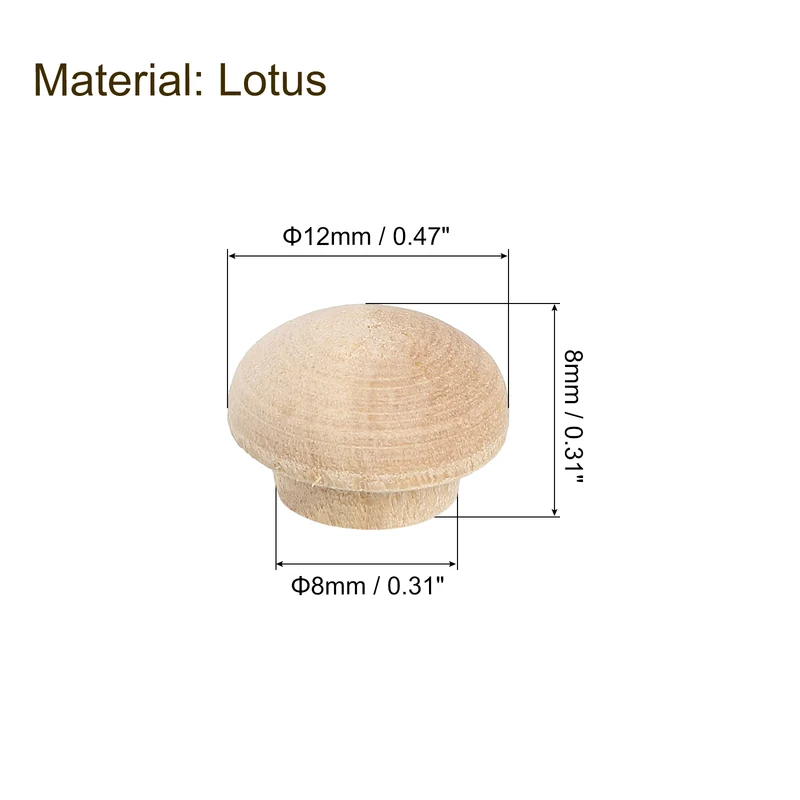 40Pcs Wood Button Plugs, 8mm/0.31" Hardwood Screw Hole Plug for Furniture