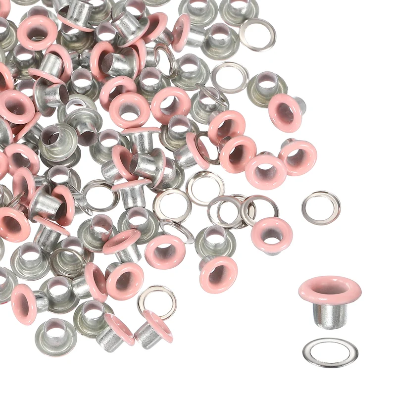 Grommets Kit, Metal Eyelets with Washers 4mm 5/32" & 250 Set & Pink