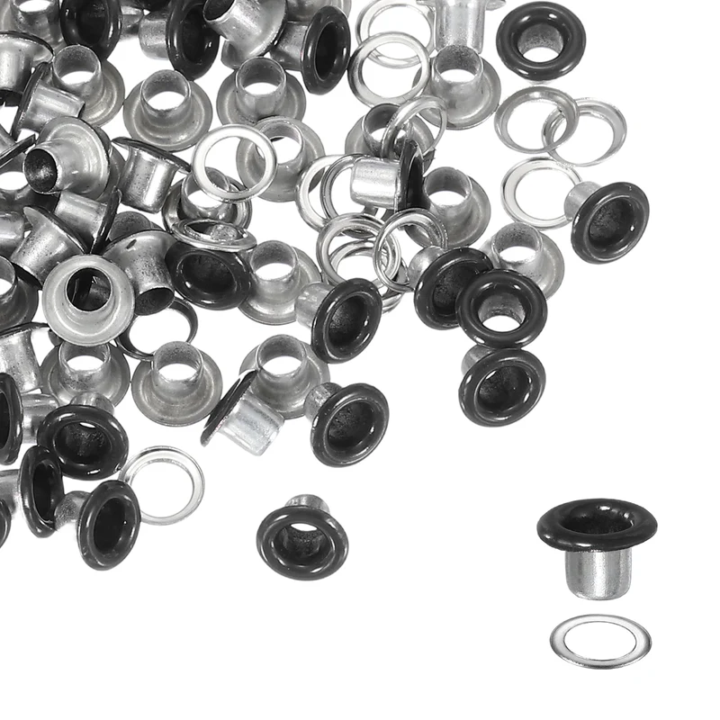 Grommets Kit, Metal Eyelets with Washers 4mm 5/32" & 250 Set & Matte Black