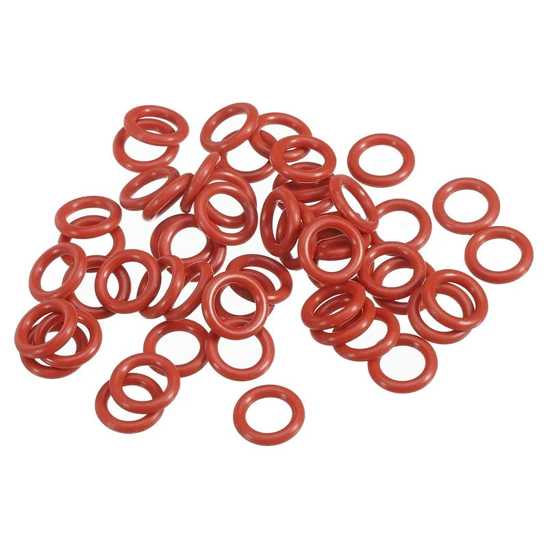 50Pcs Silicone O-Ring 11mm OD 7mm ID 2mm Width VMQ Sealing Gasket, Red