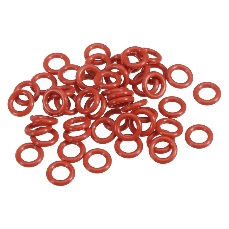 50Pcs Silicone O-Ring 10mm OD 6mm ID 2mm Width VMQ Sealing Gasket, Red
