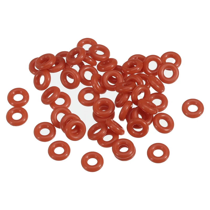 50Pcs Silicone O-Ring 7mm OD 3mm ID 2mm Width VMQ Sealing Gasket, Red